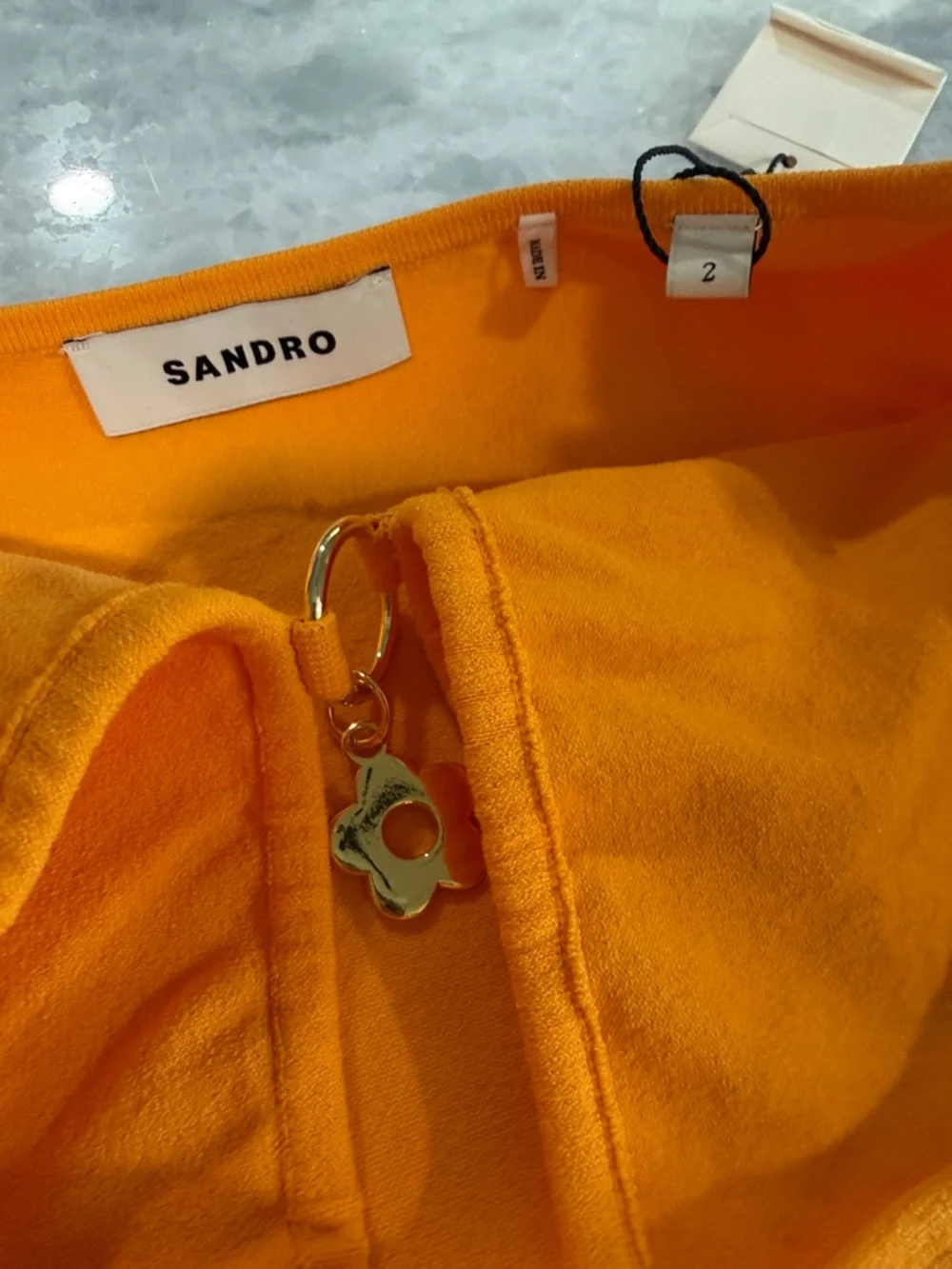 Sandro Women’s beautiful  orange One-Piece with Flower Ring Detail - Picture 4 of 5